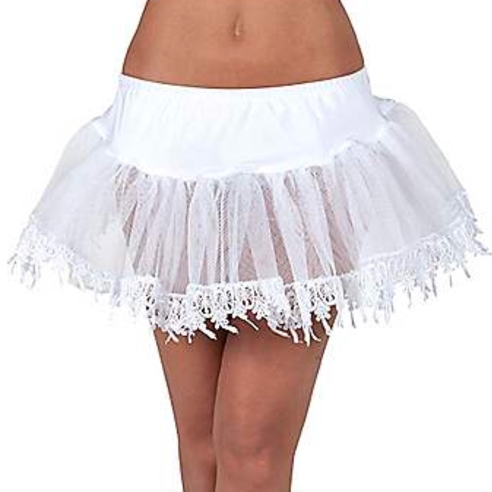 Y2K RUBIES WHITE TEARDROP LACE TUTU TULLE  PETTICOAT Halloween Costume NEW